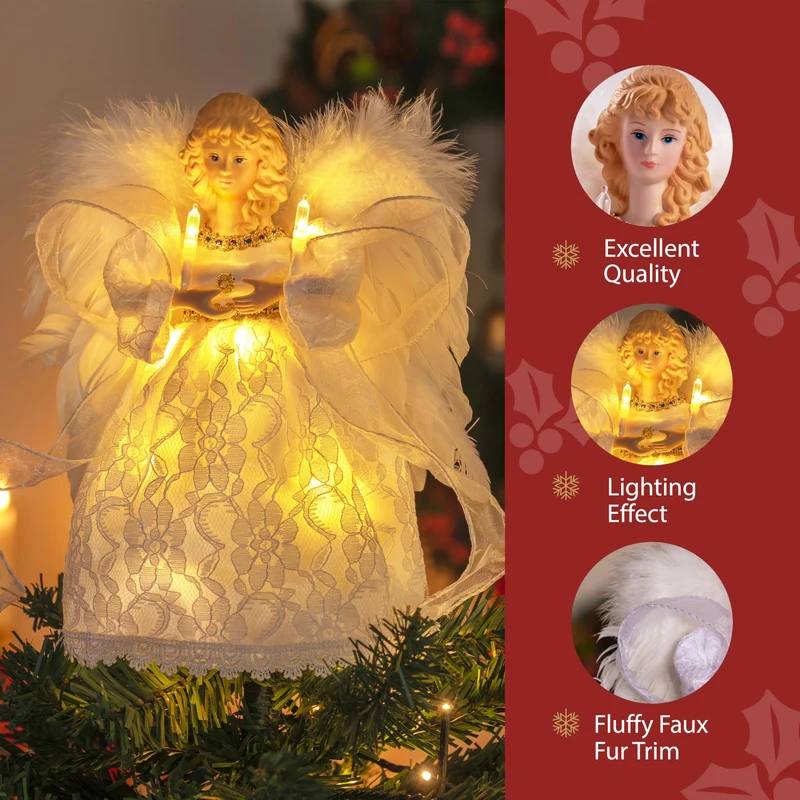 9'' Angel Christmas Tree Topper with Lights