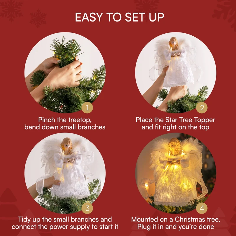 9'' Angel Christmas Tree Topper with Lights