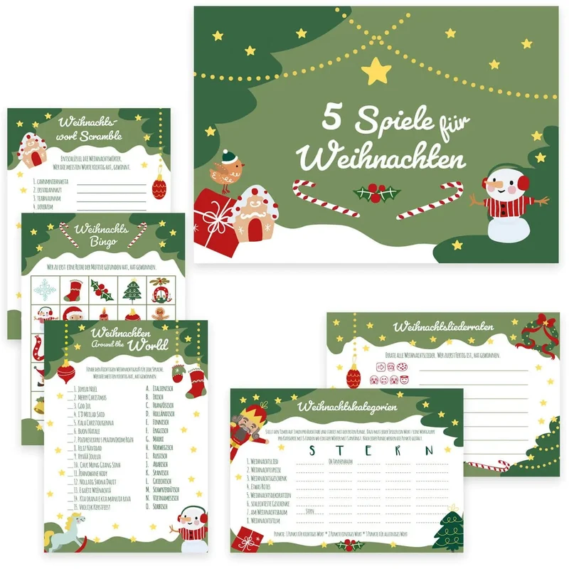 Weihnachtsspiele-Set Tannengrün
