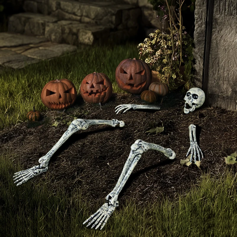 5 Pcs Life Size Skeleton Halloween Decorations Outdoor