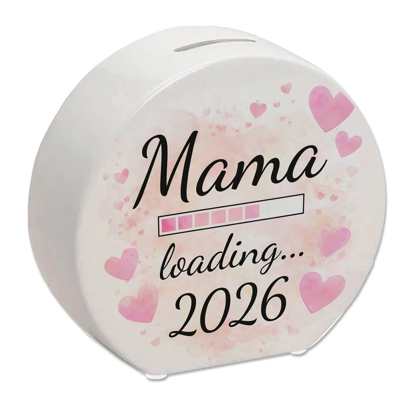 Rosa Herzen Mama Spardose - Mama loading... 2026