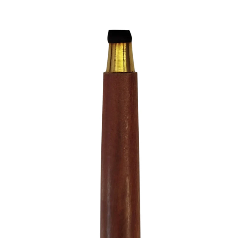 Gerillter Kugelknauf Spazierstock aus Holz mit goldenem Griff aus Metall