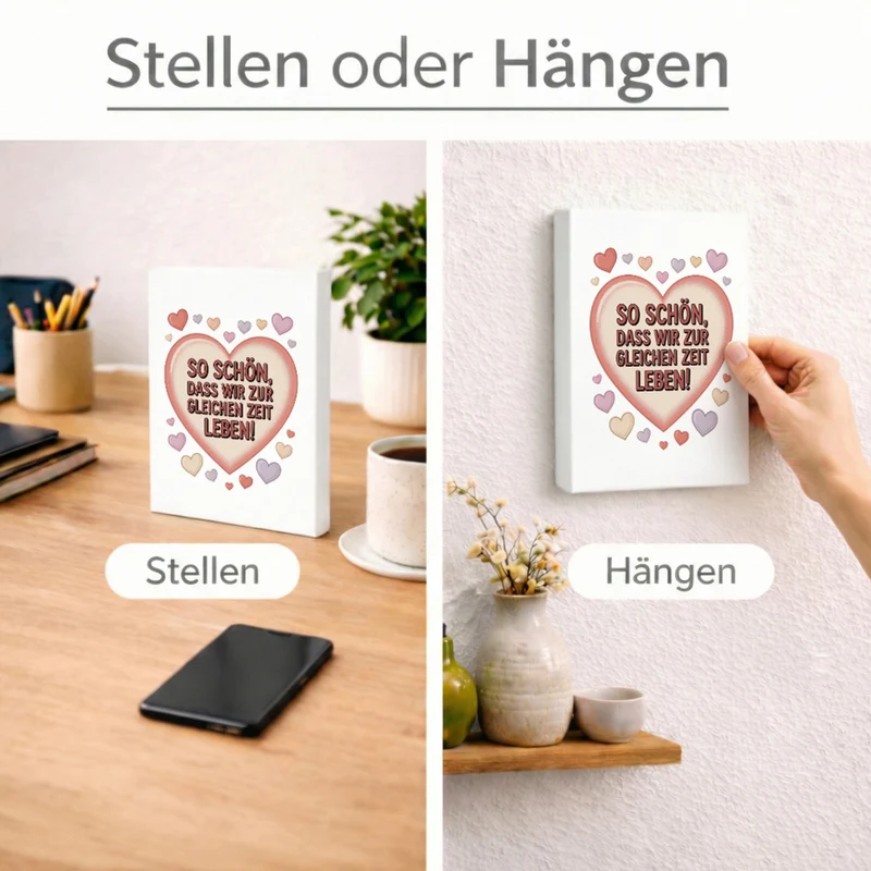 So schön, dass wir zur gleichen Zeit leben! Holzbild in 20x15 cm zum Stellen oder Aufhängen