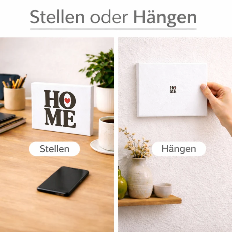 HOME Herz Holzbild in 20x15 cm zum Stellen oder Aufhängen für Wohnräume
