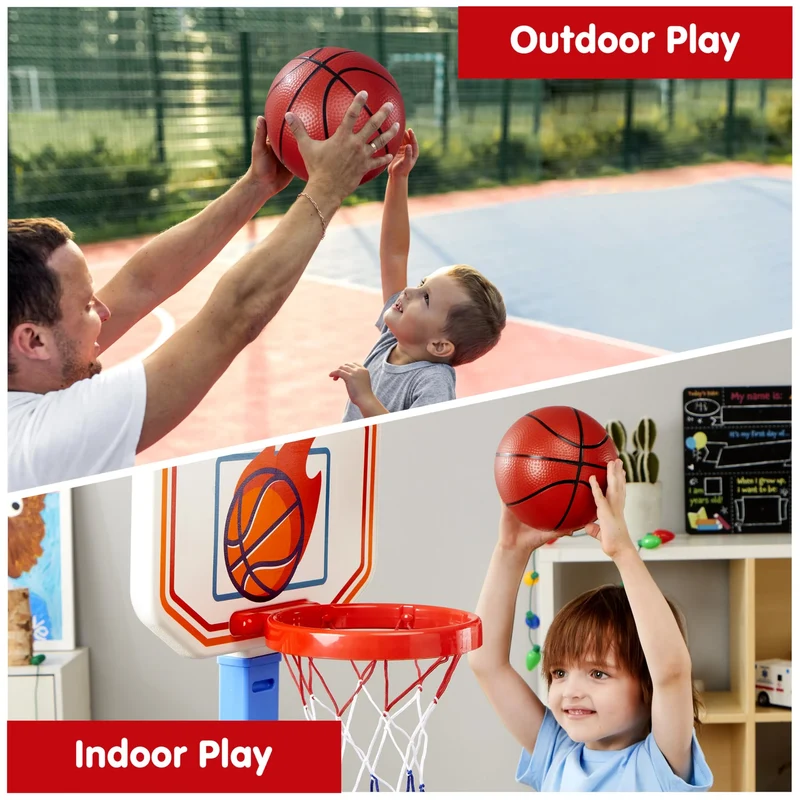 Toddler Basketball Arcade Game Set, Adjustable Basketball Goal with 4 Balls for Kids