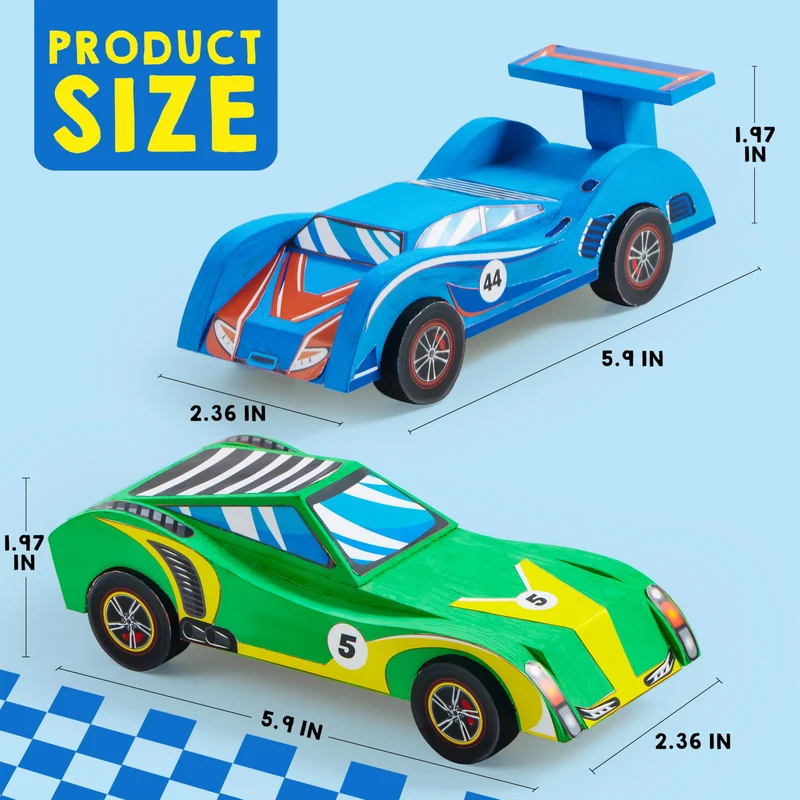 4 DIY Wooden Race Cars-Build & Paint Your Own Wood Craft Kit