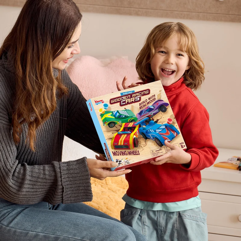 4 DIY Wooden Race Cars-Build & Paint Your Own Wood Craft Kit
