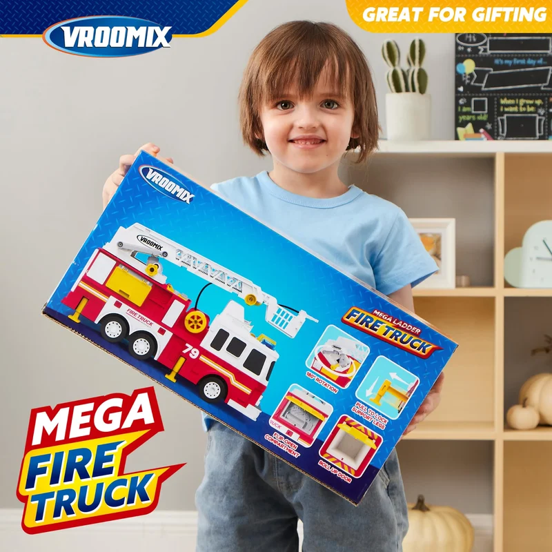 Extra Large Size Fire Truck Toys for Boys with 33-inch Ladder Gift For Boys 3+