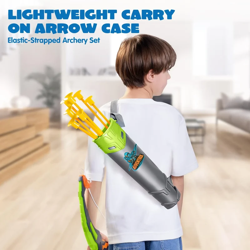 Kids LED Light Up Archery Toy Set with Suction Cup Arrows, Target & Arrow Case