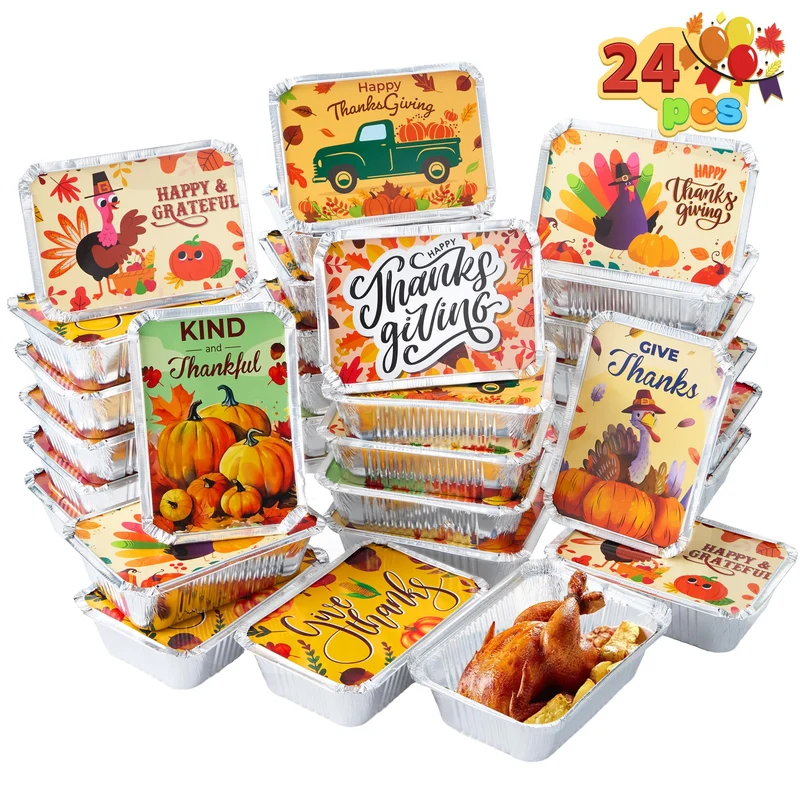 24Pcs Thanksgiving Leftover Containers with Lids