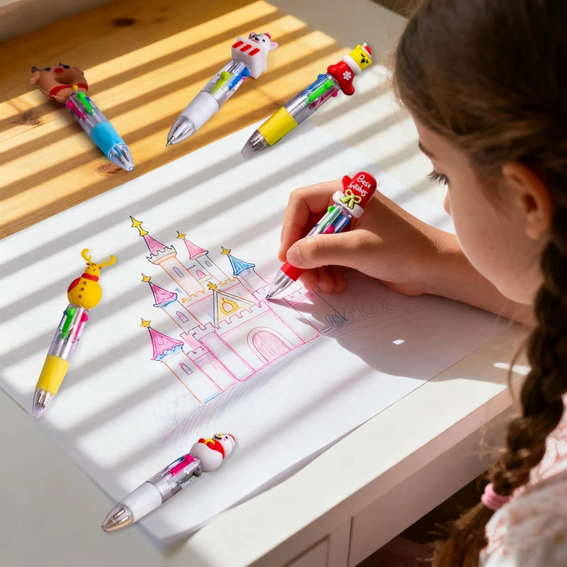 24 PCS Christmas Multicolor Pens Bulk For Kids