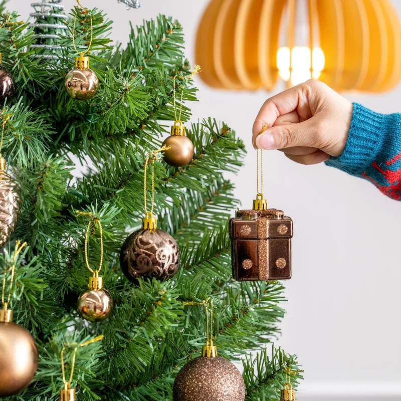 66 Pcs Brown Christmas Balls Ornaments Set