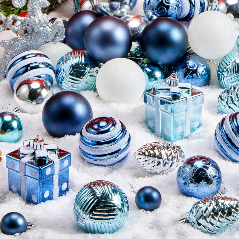 66 Pcs Christmas Balls Ornaments Set (Light Blue)