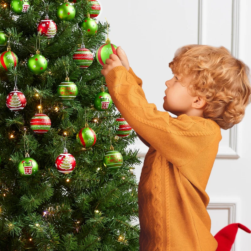 30 Pcs Red and Green Christmas Ball Ornaments Set, 2.36''