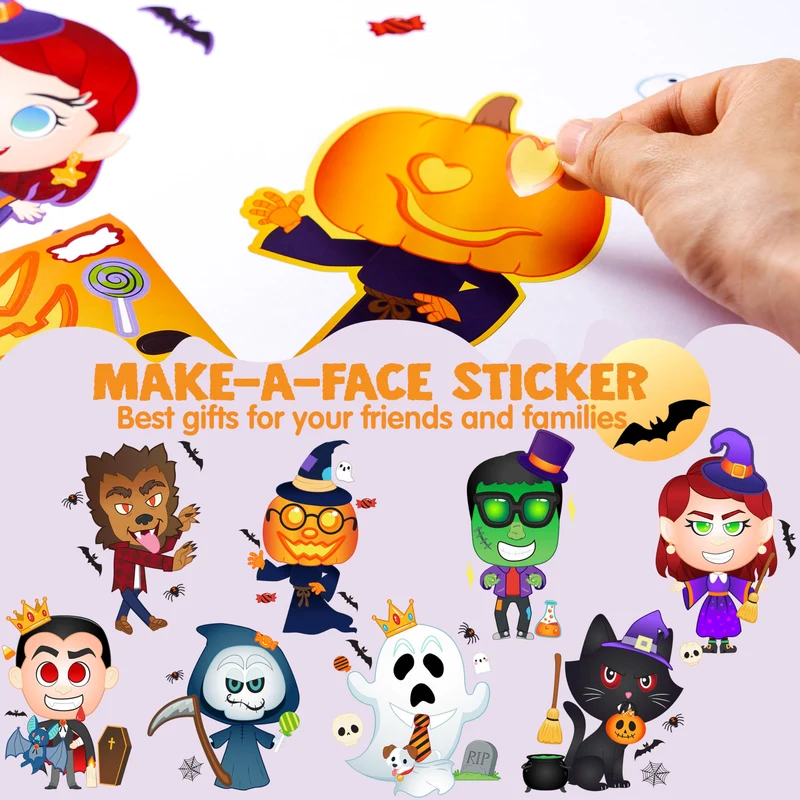24 Pcs Halloween Make a Face Stickers Party Favor for Kids