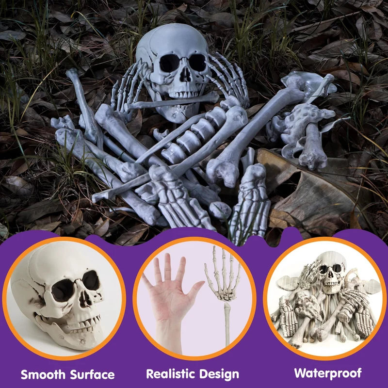 28 PCS Halloween Decorations Skeleton Bones and Skull Kit