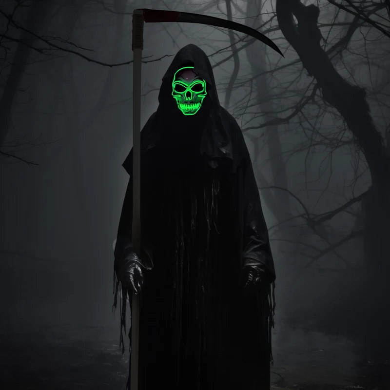 Halloween LED Skull Mask with Light Up Gloves, Green