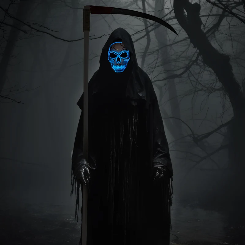 Halloween LED Skull Mask with Light Up Gloves, Blue