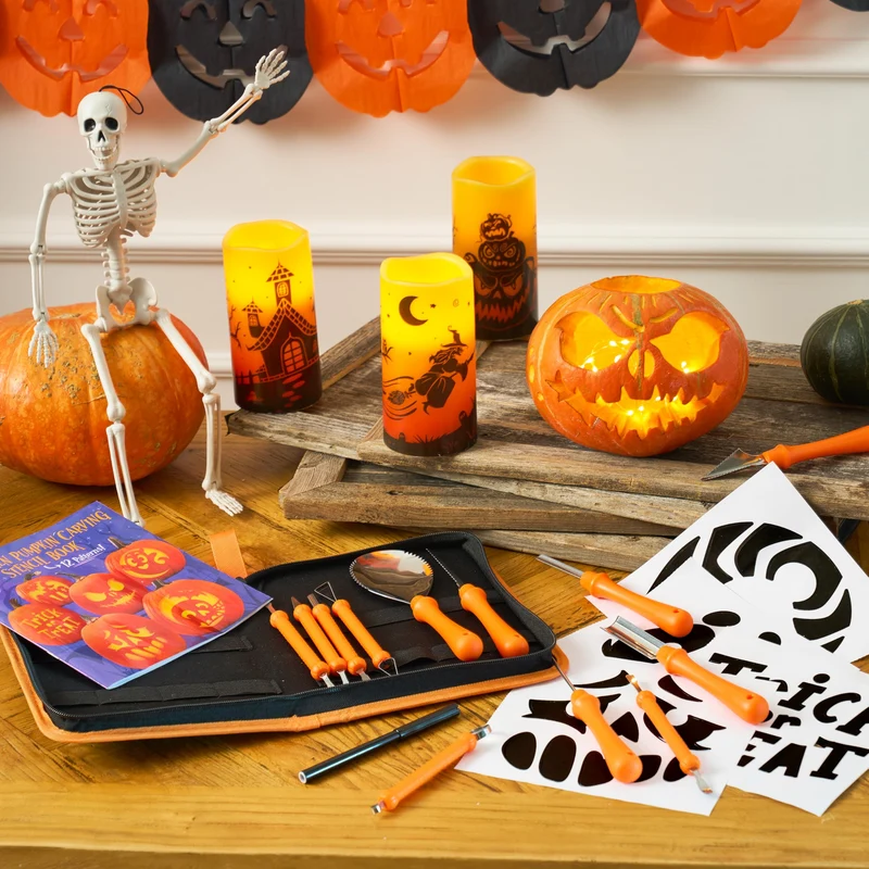 12 Pcs Halloween Pumpkin Carving Kit, Professional Carving Set with Handbag