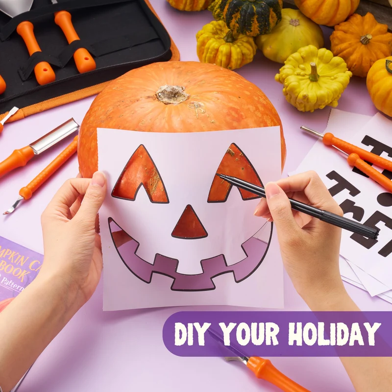 12 Pcs Halloween Pumpkin Carving Kit, Professional Carving Set with Handbag