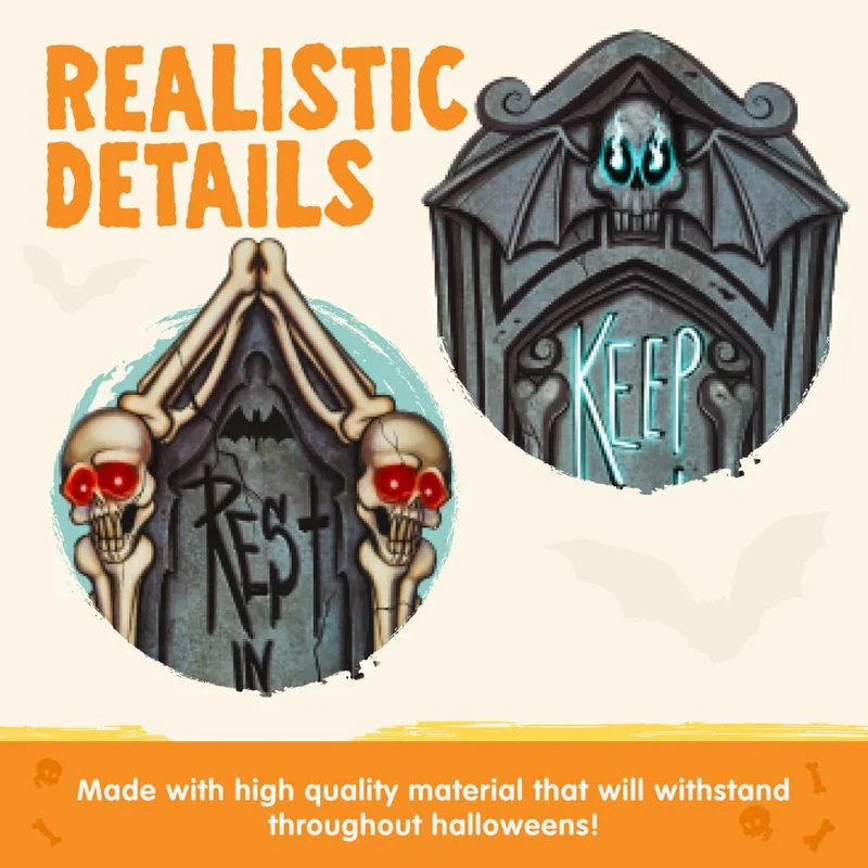 16" 9 Pcs Halloween Tombstones Decorations