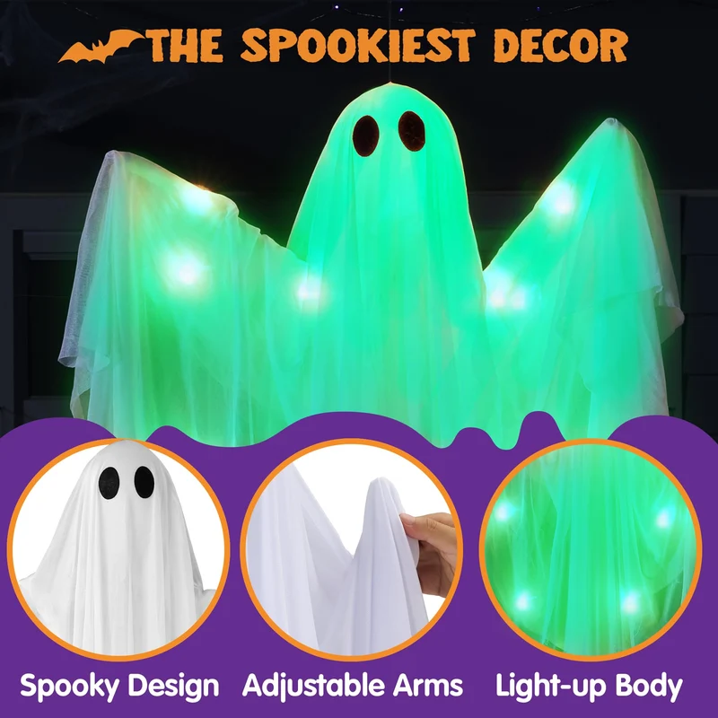 47” Halloween Hanging Light up Ghost