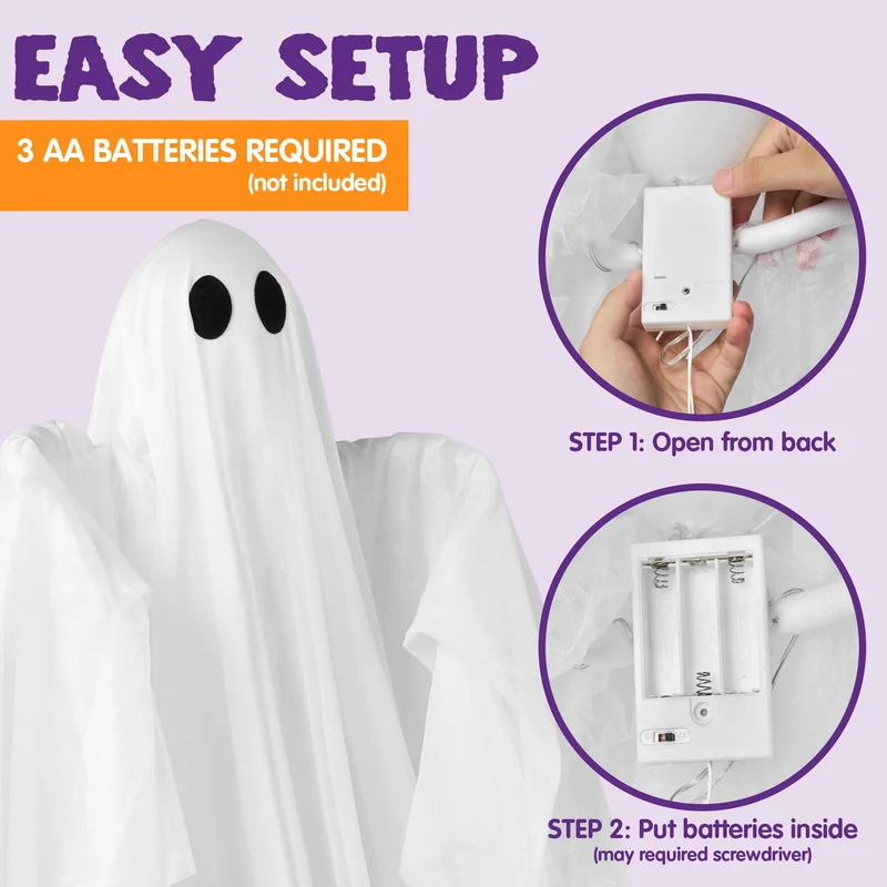 47” Halloween Hanging Light up Ghost
