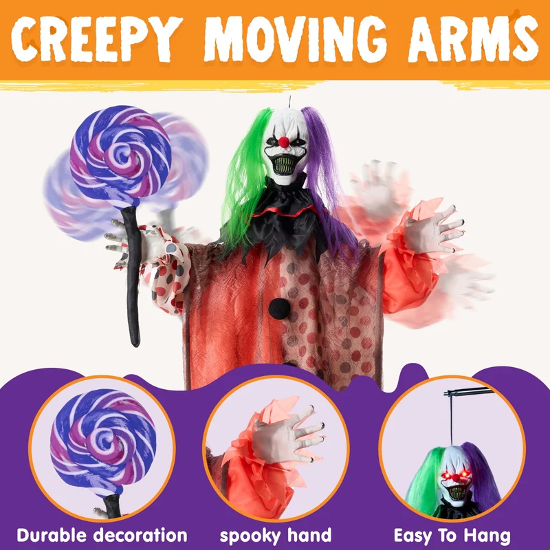 53" Halloween Hanging Clown Decorations Outdoor