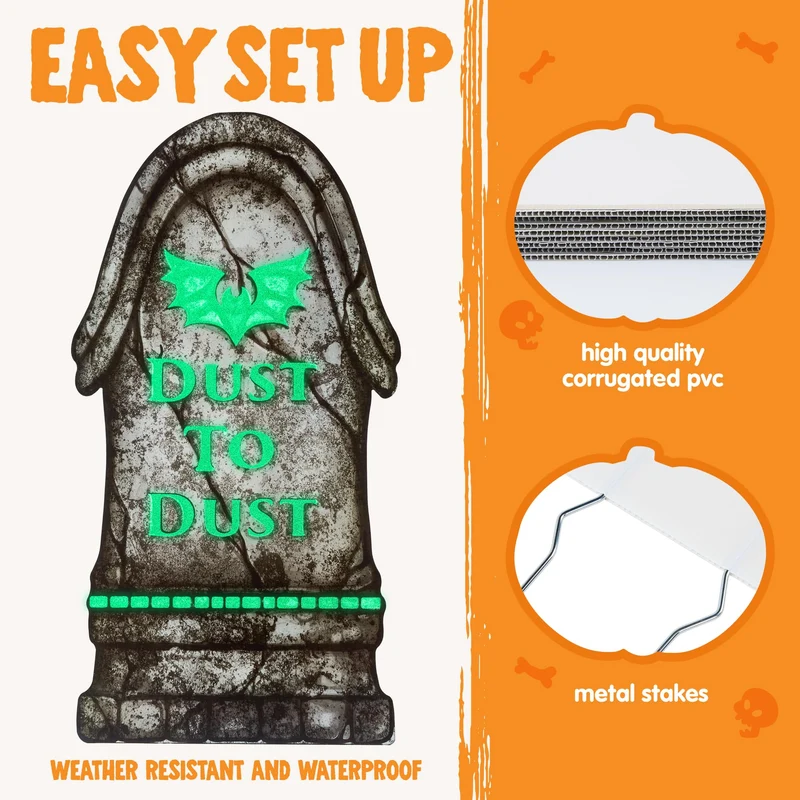Halloween Decorations Outdoor Graveyard Tombstones Fluorescent
