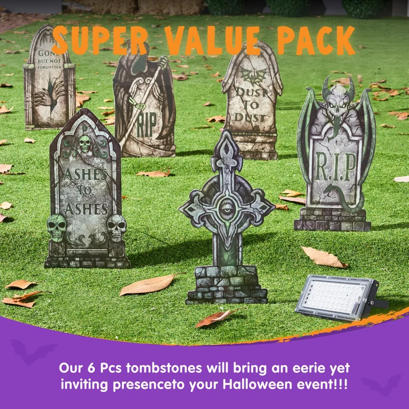 Halloween Decorations Outdoor Graveyard Tombstones Fluorescent