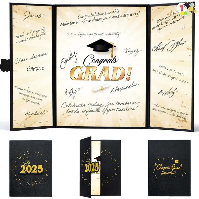 2025 Graduation Guestbook Alternative(Black & Gold)