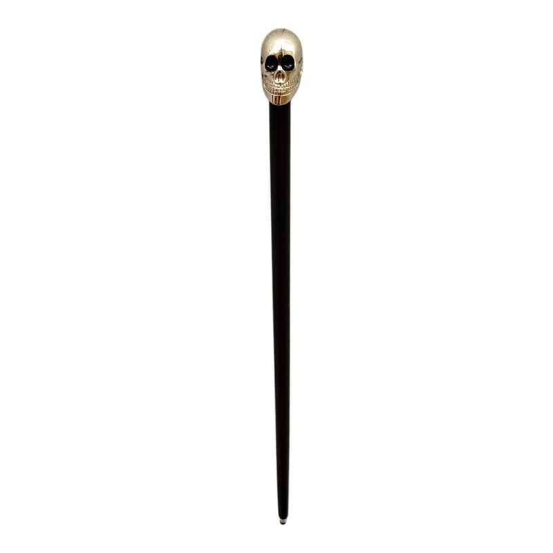 Totenkopf Spazierstock aus Holz mit silbernem Griff aus Metall