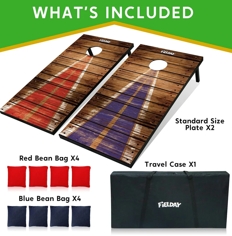 2PACK 4inx2in Classic Cornhole Board Toss Game Set Includes 8 Bean Bags, Travel Case and Game Rules
