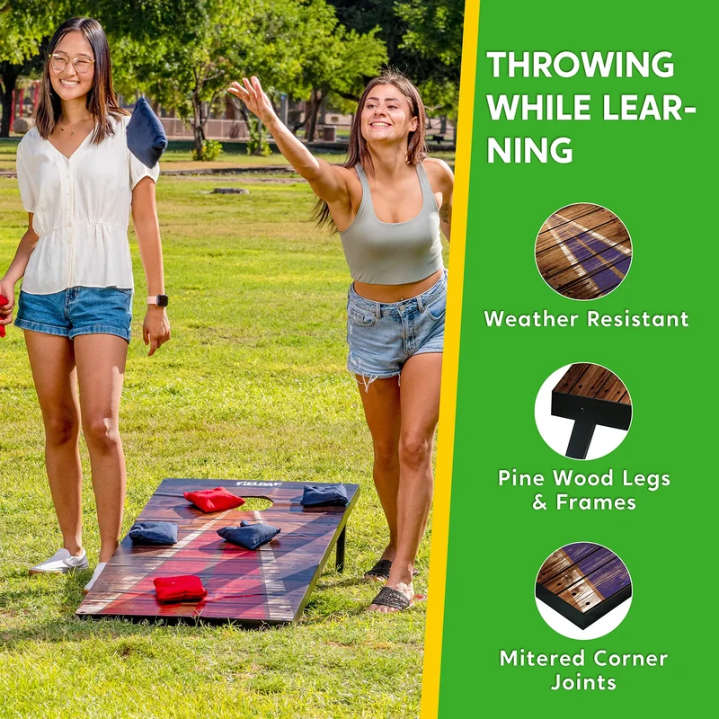 2PACK 4inx2in Classic Cornhole Board Toss Game Set Includes 8 Bean Bags, Travel Case and Game Rules