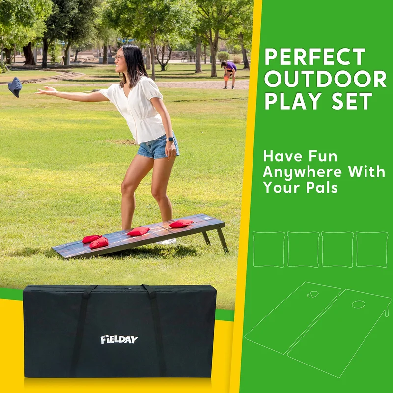 2PACK 4inx2in Classic Cornhole Board Toss Game Set Includes 8 Bean Bags, Travel Case and Game Rules