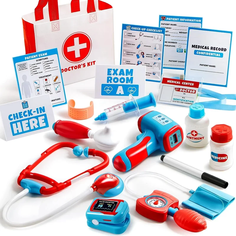 Play-Act 16Pcs Kids Doctor Pretend Play Medical Kit with Bag