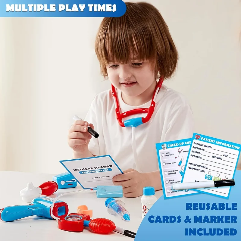 Play-Act 16Pcs Kids Doctor Pretend Play Medical Kit with Bag
