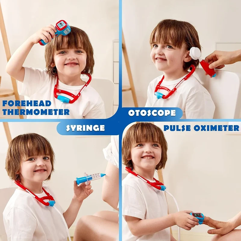 Play-Act 16Pcs Kids Doctor Pretend Play Medical Kit with Bag