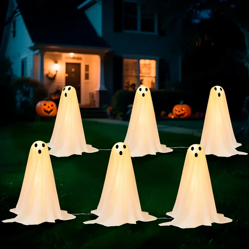 6 Pcs Halloween Decorations Outdoor Ghosts Pathway Lights