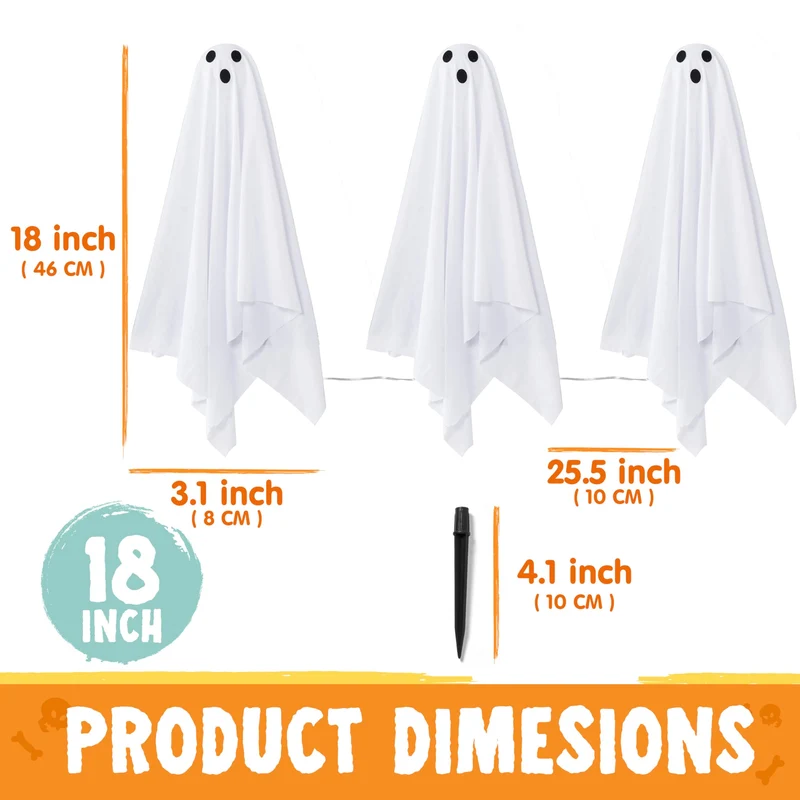 6 Pcs Halloween Decorations Outdoor Ghosts Pathway Lights