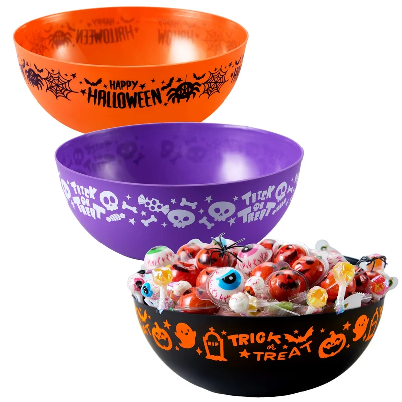 3 PCS Halloween Candy Bowls, 9.6" * 4.4" Trick or Treat Bowls