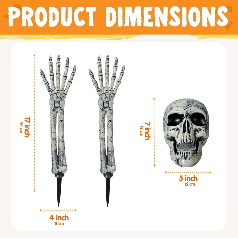 3 Pcs Halloween Skeleton Decorations Outdoor