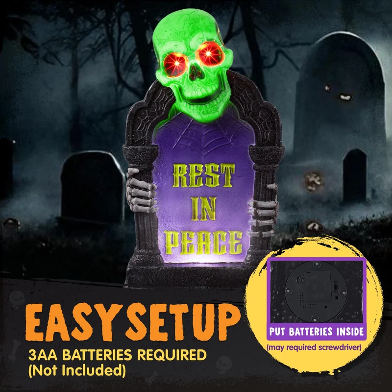 Halloween Graveyard Decorations Outdoor 3D Plastic Tombstone