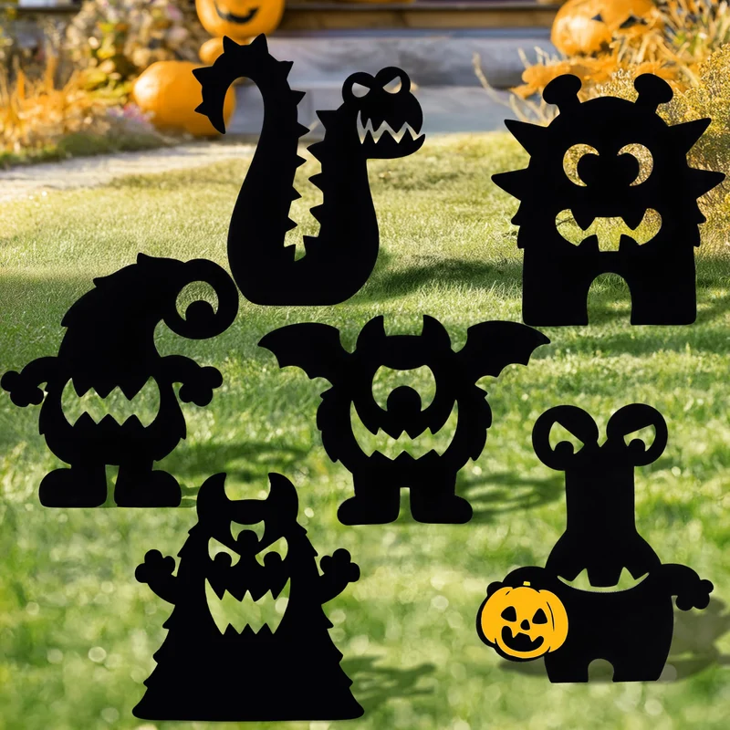 6Pcs Monster Yard Stakes Halloween Lawn Decorations