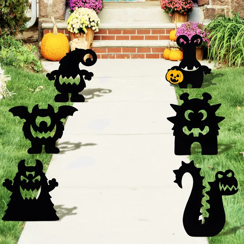 6Pcs Monster Yard Stakes Halloween Lawn Decorations