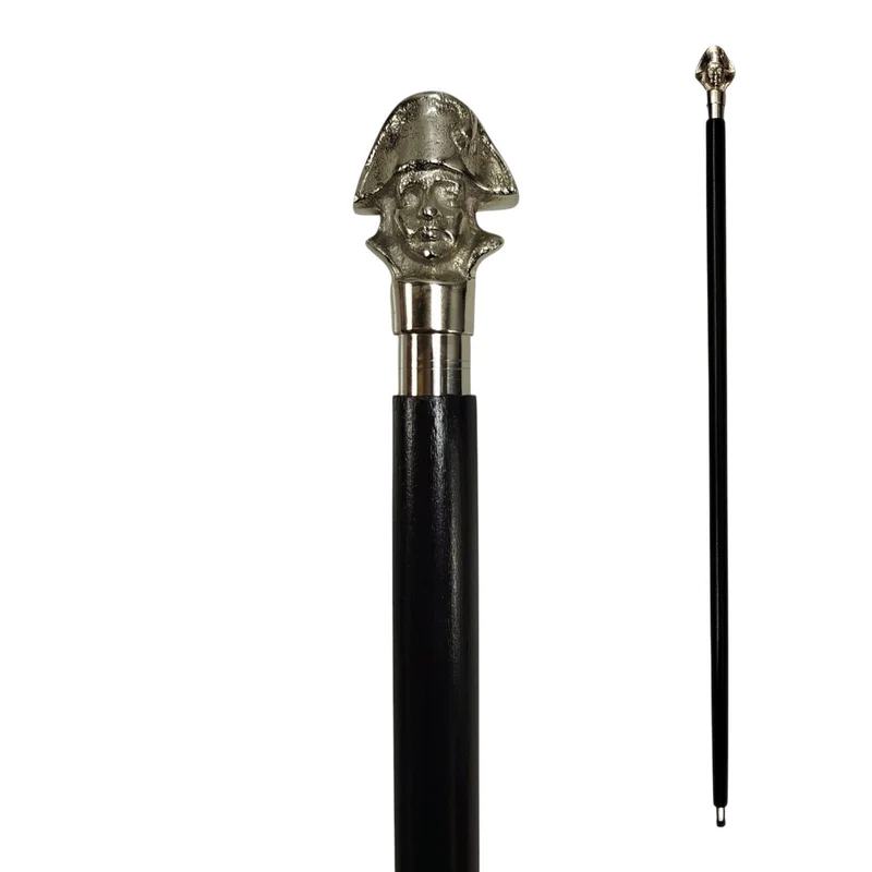 Napoleon Bonaparte Spazierstock aus Holz mit silbernem Griff aus Metall