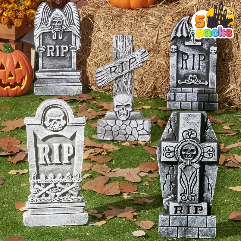 17” Halloween Foam RIP Graveyard Tombstones (5 Pack)
