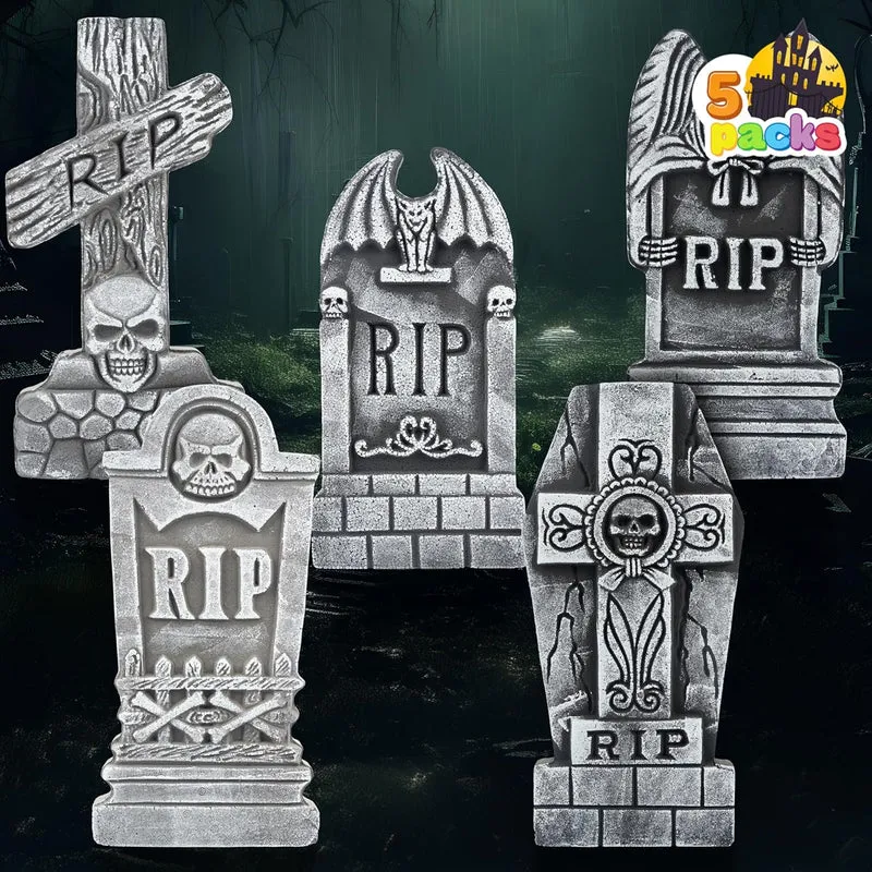 17” Halloween Foam RIP Graveyard Tombstones (5 Pack)