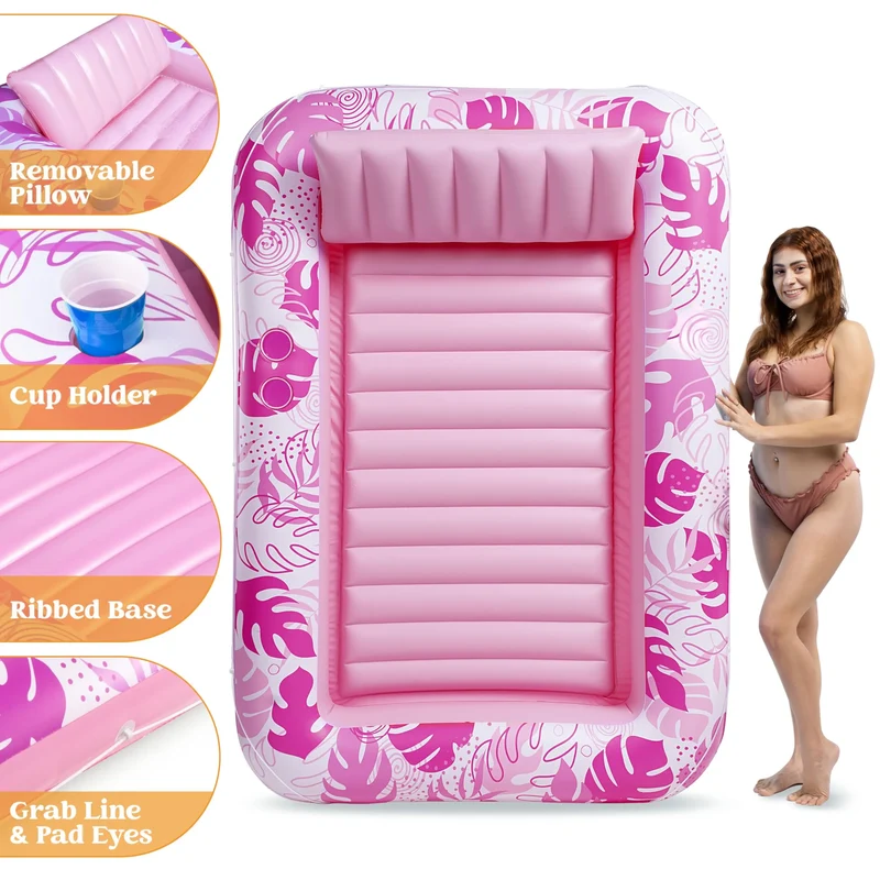 70in x 46in Large Hot Pink Suntan Tub Pool Floats Sun Tan Tub