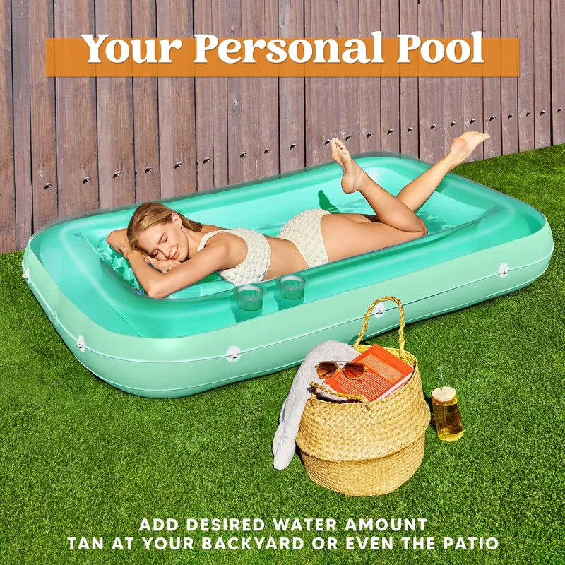 70in x 46in Large Cyan Suntan Tub Pool Floats Sun Tan Tub
